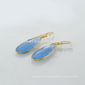 Handmade Chalcedony Stone Gold Plated Sterling Silver Wedding Earring